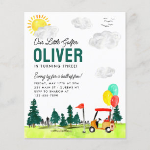 Budget Our Little Golfer Cart Club Golf Birthday Flyer