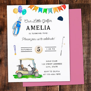 Budget Our Little Golfer Pink Cart Golf Birthday