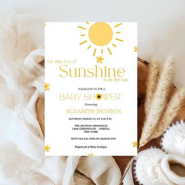 Budget our little sunshine sunflower baby shower   invitation (Creator Uploaded)