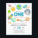 Budget Outer Space 1st Birthday Party Rocketship<br><div class="desc">Modern Outer Space Galaxy Moon Rocket Spaceship Alien Kid Blast Off 1st Birthday Invitation</div>