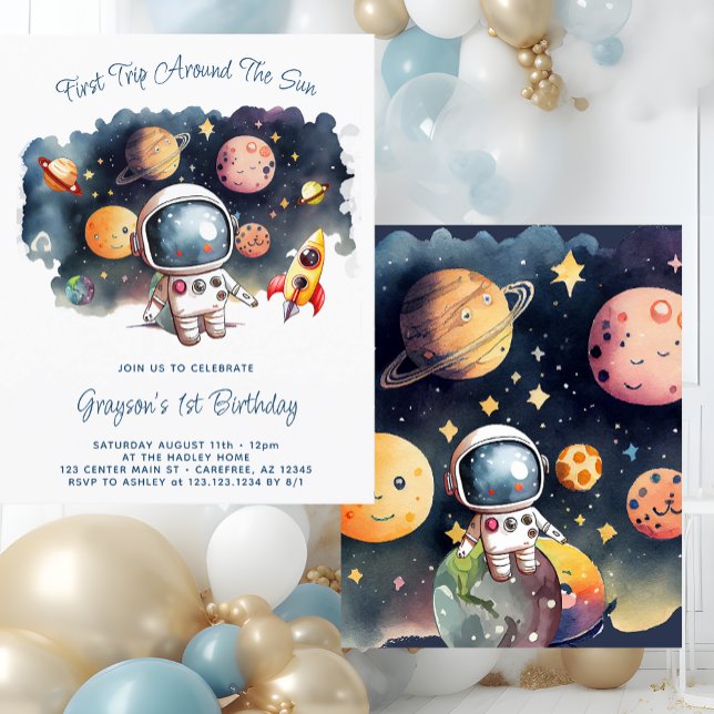 Budget Outerspace Planets 1st Birthday Invitation (Creator Uploaded)