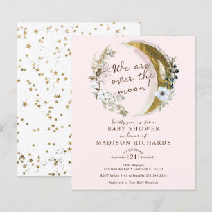 Budget Over The Gold Moon Boho Baby Shower Invite