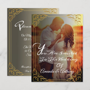 Budget overlay photo elegant wedding invitation postcard