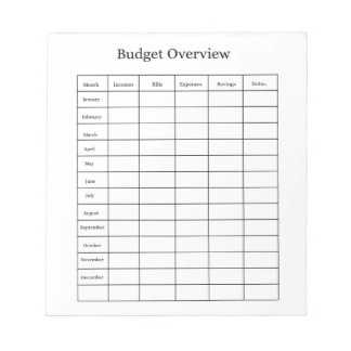 Budget Overview Notepad