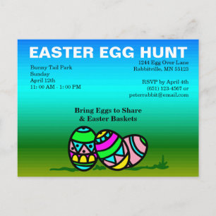 Budget Painted Eggs Easter Egg Hunt Invitation Postcard