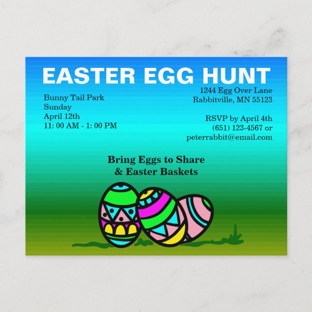 Budget Painted Eggs Easter Egg Hunt Invitation Postcard (Front)