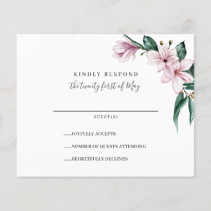 BUDGET Painted Magnolia and leaves Wedding RSVP
