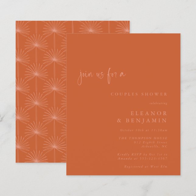 Budget Palm Botanical Burnt Orange Couples Shower (Front/Back)