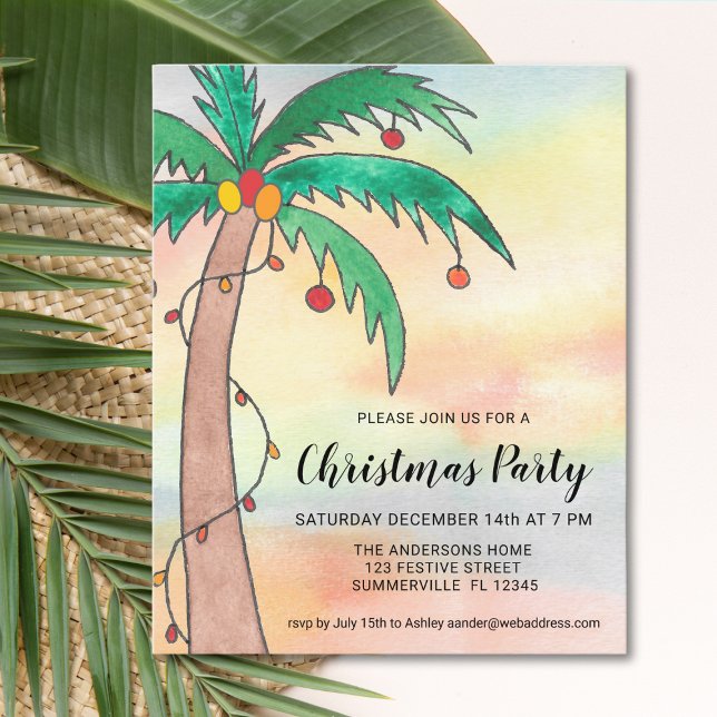 Budget Palm Tree Christmas Party Invitation (Creator Uploaded)