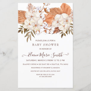 Budget Pampas Gender Neutral Baby Shower Invite