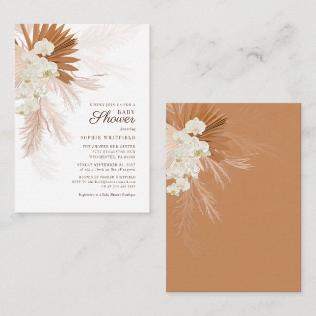 Budget Pampas Grass Baby Shower Invitation (Front/Back)