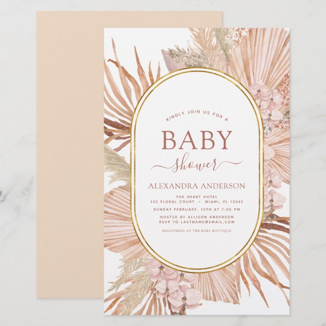 Budget Pampas Grass Bohemian Boho  Baby Shower (Front/Back)