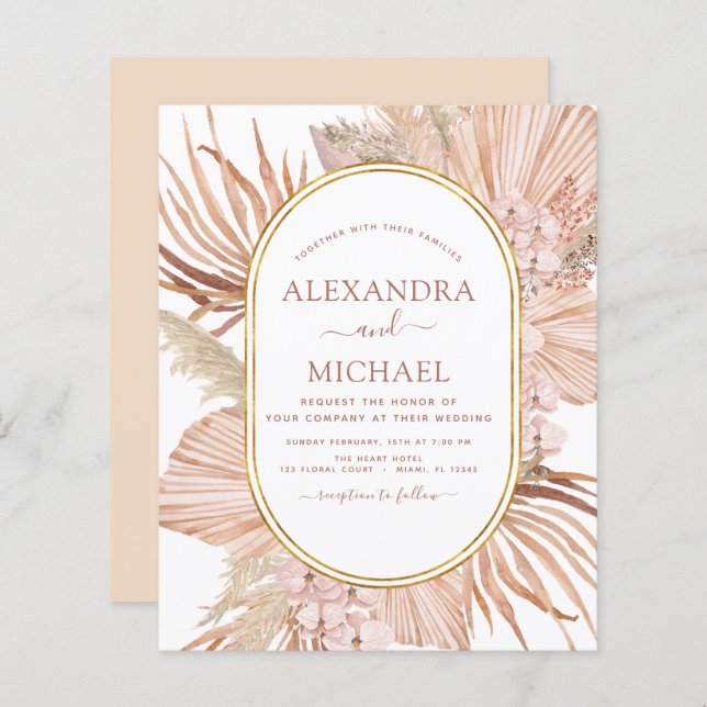 Budget Pampas Grass Bohemian Boho Tropical Wedding (Front/Back)