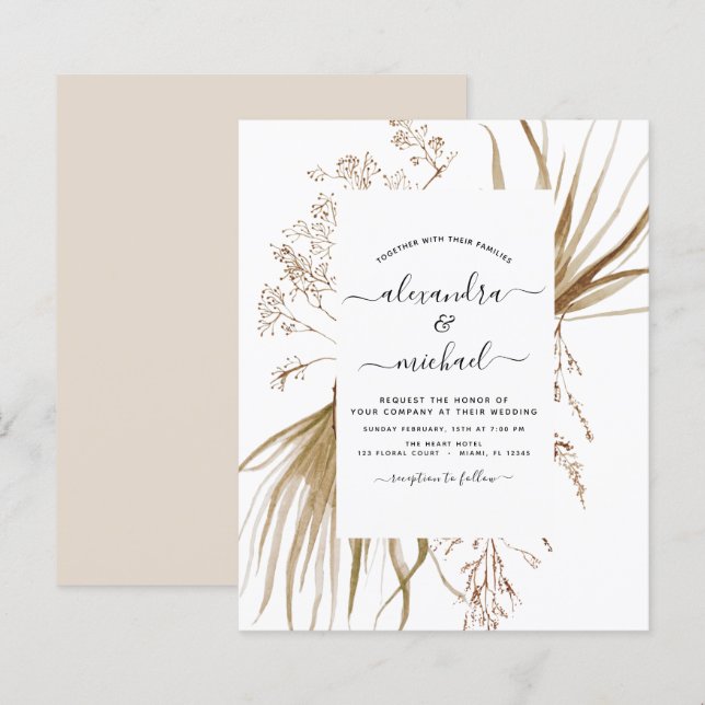 Budget Pampas Grass Bohemian Boho Wedding (Front/Back)