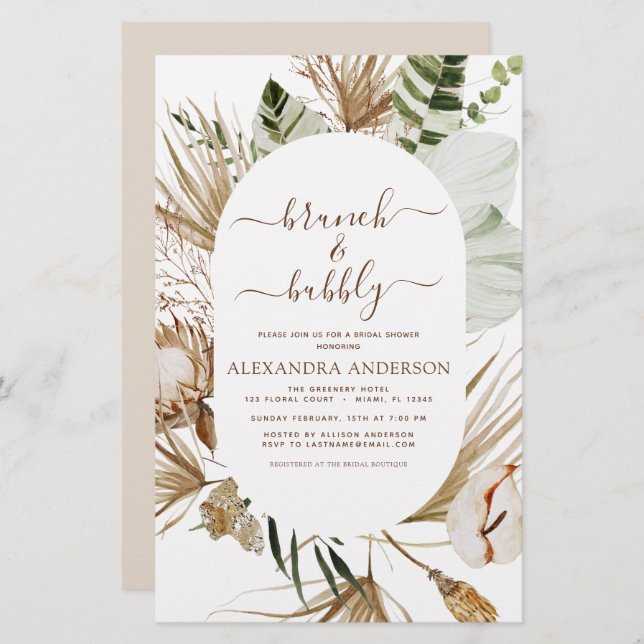 Budget Pampas Grass Boho Brunch & Bubbly (Front/Back)