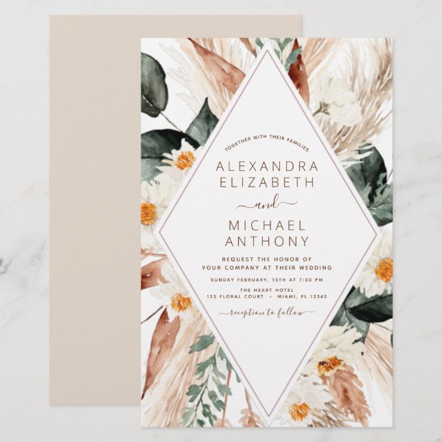 Budget Pampas Grass Boho Eucalyptus Wedding (Front/Back)