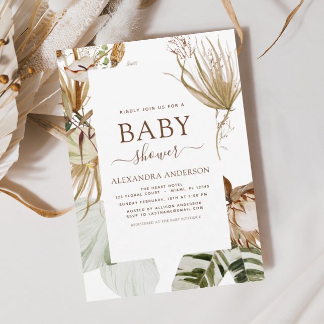 Budget Pampas Grass Boho Tropical Baby Shower Flye Flyer (Creator Uploaded)