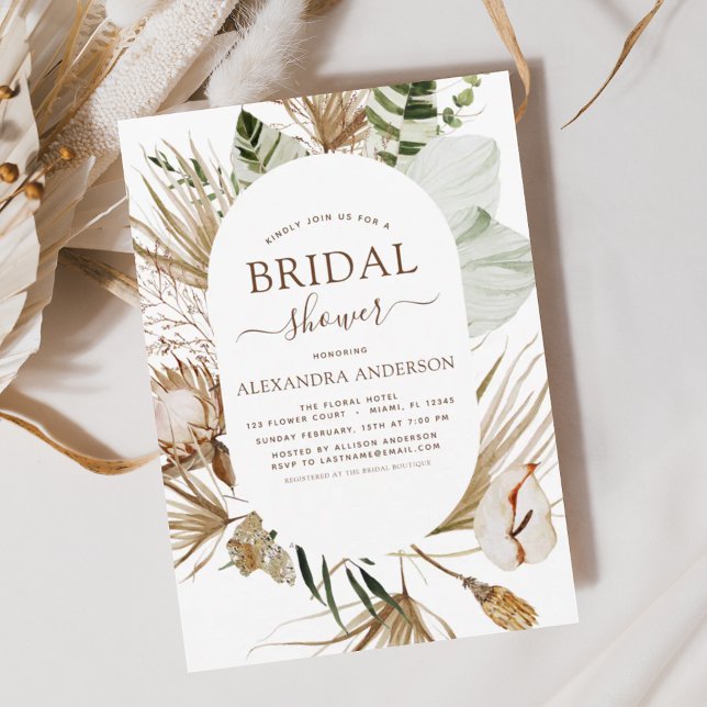 Budget Pampas Grass Boho Tropical Bridal Shower Fl Flyer (Creator Uploaded)
