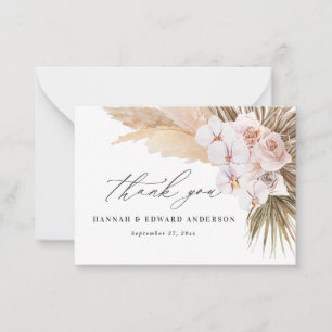 budget pampas grass botanical wedding thank you card