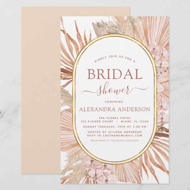 Budget Pampas Grass Bridal Shower Bohemian Boho (Front/Back)