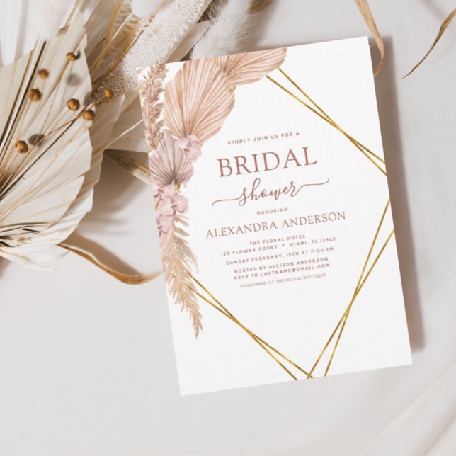 Budget Pampas Grass Bridal Shower Boho Invitation (Creator Uploaded)