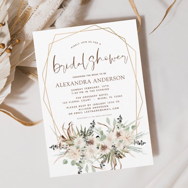 Budget Pampas Grass Bridal Shower Boho Invitation Flyer (Creator Uploaded)