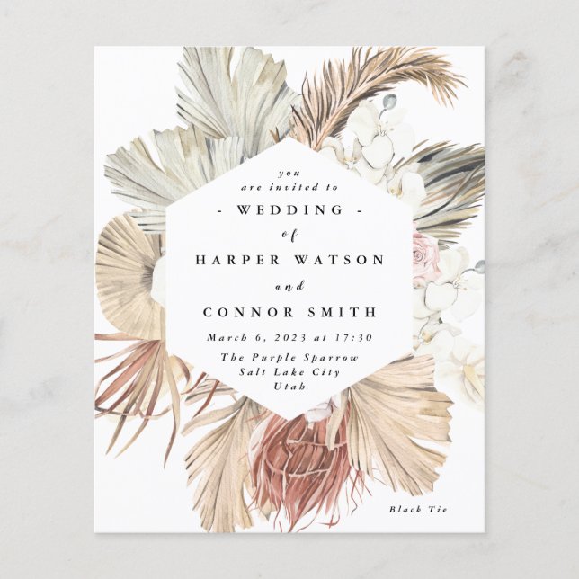 Budget Pampas Grass Floral Tropical Jungle Flyer (Front)