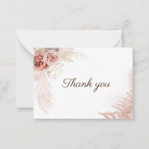 Budget Pampas Grass Floral Wedding Thank You Card