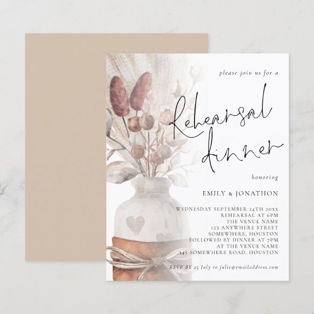 Budget Pampas Grass Overlay Rehearsal Dinner (Front/Back)