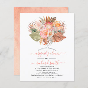 BUDGET Pampas grass palm leaf wedding invitation