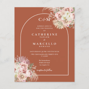 Budget Pampas Grass Photo Monogram Wedding Invite