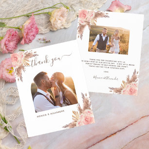 Budget pampas grass photo wedding thank you