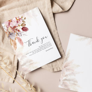 Budget Pampas Grass Script Baby Shower Thank You Card