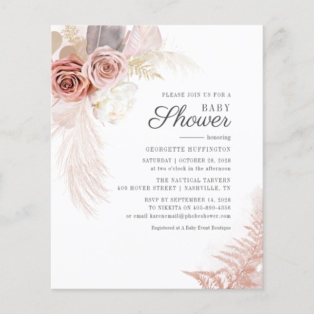 Budget Pampas Grass Terracotta Bridal Shower (Front)