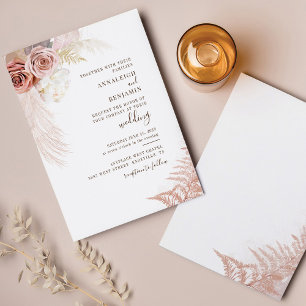 Budget Pampas Grass Terracotta Chic Wedding Invite