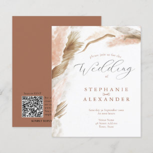Budget Pampas Grass Terracotta QR Wedding Invite