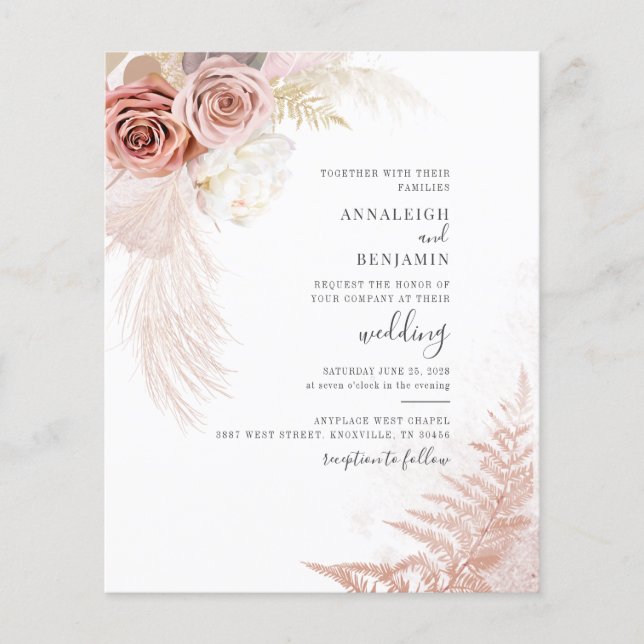 Budget Pampas Grass Terracotta Tan Boho Wedding (Front)