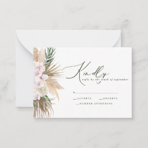 budget pampas grass wedding rustic reply card