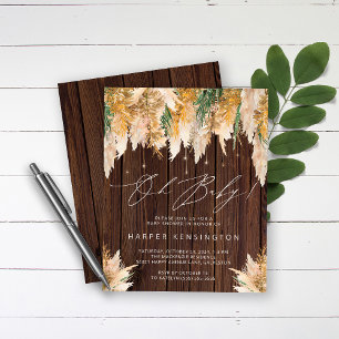 Budget Pampas Grass Wood Baby Shower Invitation