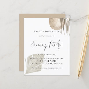 Budget Pampas Script Wedding Evening Party Invite