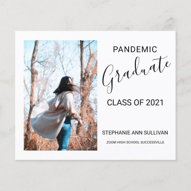 Budget Pandemic Photo Graduation Announcement Card (Front)