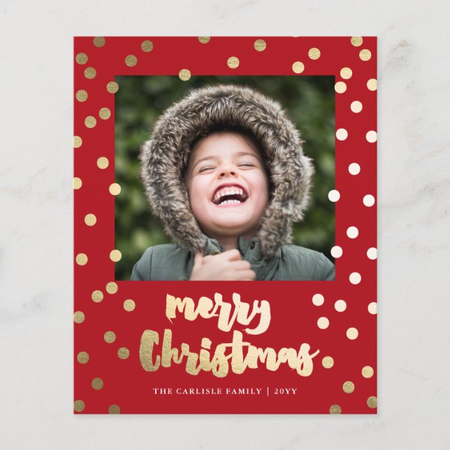 Budget Paper Gold Script Merry Christmas Card (Front)