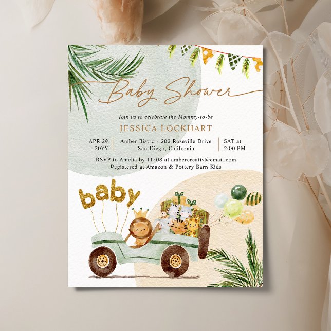 Budget Party in the Jungle Baby Shower Invitation (Creator Uploaded)