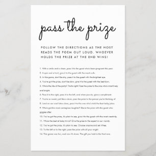Budget Pass the prize Baby Shower game simple Flyer
