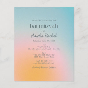 Budget Pastel Blue Gradient Bat Mitzvah Invite