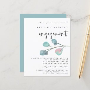 Budget Pastel Eucalyptus Engagement Invitation
