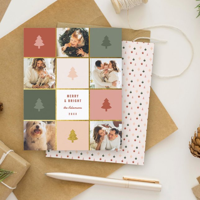Budget Pastel & Gold Christmas Tree Photo Collage (Creator Uploaded)