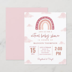 Budget Pastel Pink Rainbow Virtual Baby Shower