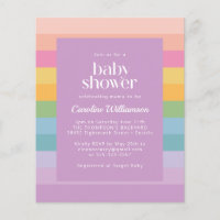 Budget Pastel Stripe Rainbow Purple Baby Shower