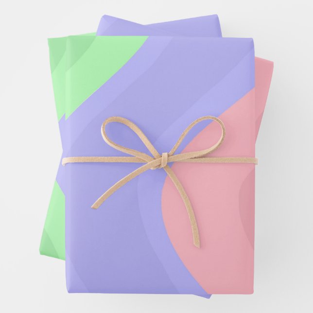 Budget Pastel Wave Wrapping Paper Sheet (In situ)